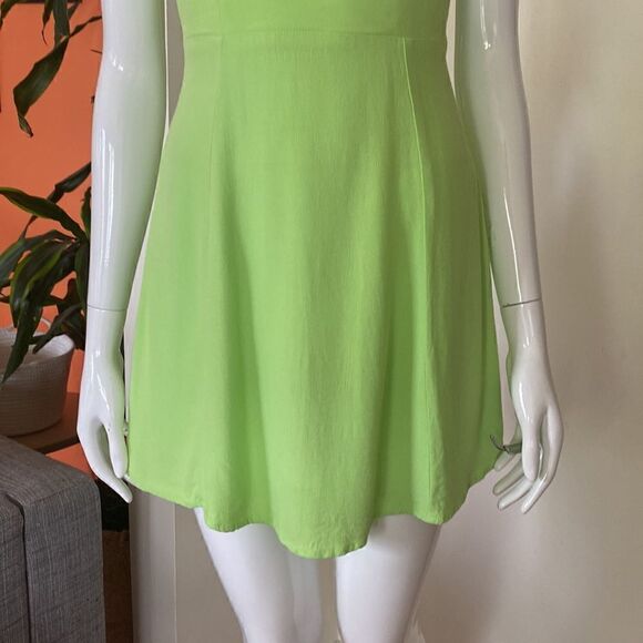 ZARA Bustier Mini Neon Chartreuse Green Dress Size Small - Picture 6 of 14
